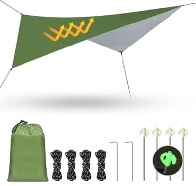 Waterdicht camping tentzeil 3,4 m x 2,6 m - ultralicht en draagbaar voor buitengebruik