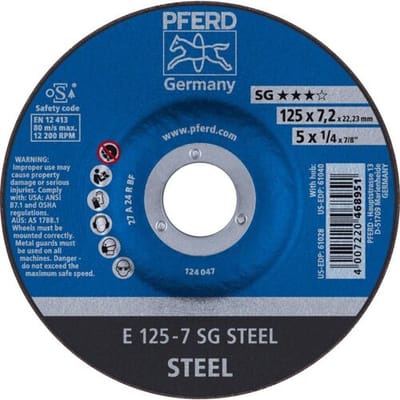PFERD TOOLS 62212626 Sg Steel Afbraamschijf gebogen Diameter 125 mm Boordiameter 22.23 mm 10 stuk(s)