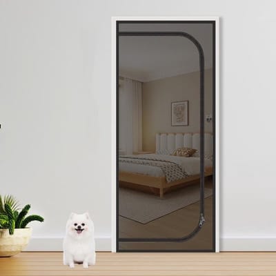 Kattenhordeur - Versterkte kattendeur- Muggenwerend klein hondenhuisdier - Met ritssluiting - Voorkomt dat katten en honden het huis binnenkomen - Kattenwerend deurgordijn -zwart - 90x210 cm