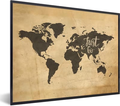 Poster in lijst - Fotolijst 80x60 cm - Posters - Wereldkaart - Motivatie - Vintage - Posterlijst zwart - Decoratie - Wanddecoratie woonkamer - Muurdecoratie slaapkamer