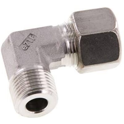 R 1/2'' Buitendraad x 14S RVS L-Knelfitting 90 graden 630 Bar DIN 2353 - FL2E-MO-ST-012R-14-S