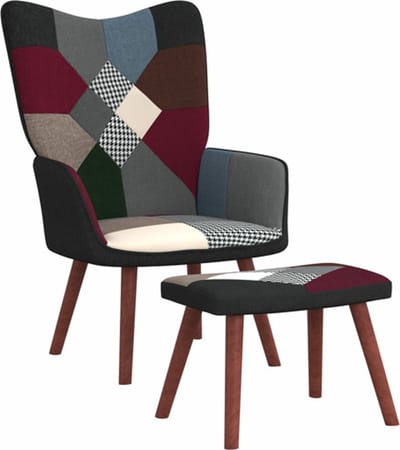 vidaXL - Relaxstoel - met - voetenbank - patchwork - stof