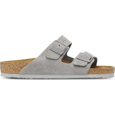 Birkenstock - Arizona Suède Stone Coin Grijs Smal Voetbed - Maat 43