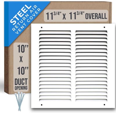 Retourluchtrooster Staal 10x10 inch - Wit Ventilatie Rooster voor Plafond en Zijwand