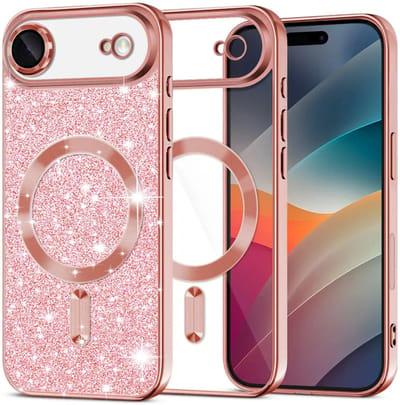 Hoesje geschikt voor Apple iPhone Air - Techsuit Luxury Glitter Back Cover - Geschikt voor MagSafe - Roségoud