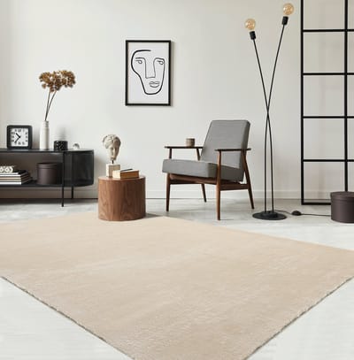 the carpet RELAX – Extra Zacht & Wasbaar Vloerkleed tot 30°C met Antislip – Fluweelachtige Structuur – Beige – 120 x 160 cm