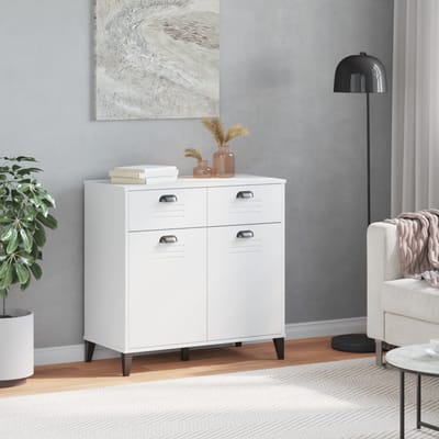 vidaXL - Dressoir - VIKEN - 80x40x80 - cm - bewerkt - hout - wit