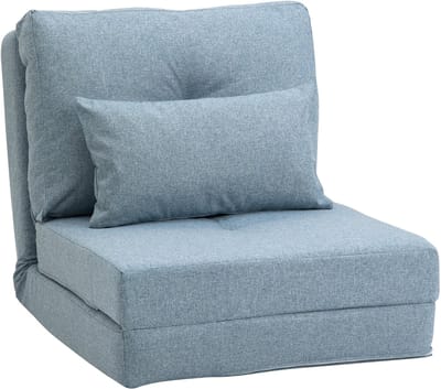 HOMCOM-Schlafsessel-Leinen, Metall-80L x 60B x 56H cm-Himmelblau