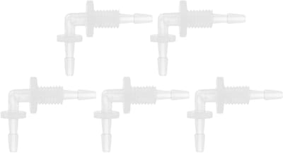 Aquarium Slangverbindingen Set van 5 - Elbow Connectoren voor 3/32" Slang met M6 Draad voor Luchtpomp en Tankgebruik