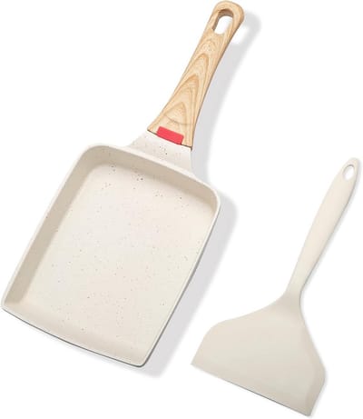 Tamagoyaki-pan met antiaanbaklaag en siliconen spatel voor perfecte Japanse omeletten