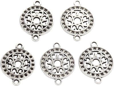 Sieraden hanger, d 14 mm, gatgrootte 1,2 mm, verzilverd, 5 stuk/ 1 doos