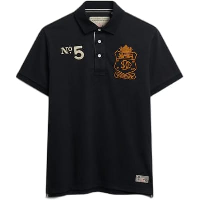 Superdry Double Emblem Rugby Korte Mouw Poloshirt Blauw L Man