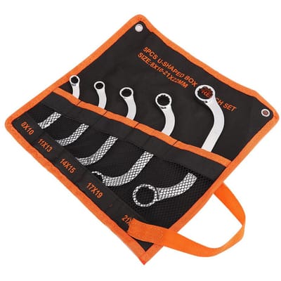 5-delige set dubbele steeksleutel multifunctioneel 45# staal dodecagonaal combinatie C-sleutel 8?22 mm black