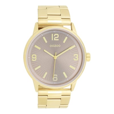 OOZOO Timepieces - Goudkleurige horloge met roestvrijstalen armband roestvrijstalen armband - C11504