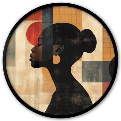 Poster in lijst Rond - Fotolijst 40x40 cm - Posters - Zijaanzicht - Vrouw - Vormen - Ronde posterlijst zwart - Decoratie - Wanddecoratie woonkamer - Muurdecoratie slaapkamer