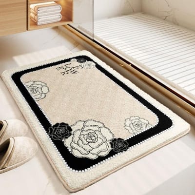 Dik imitatie kasjmier vloerkleed, eenvoudig waterabsorberend en antislip badkamer waterabsorberend vloerkleed 50X80cm 19.7X31.5in