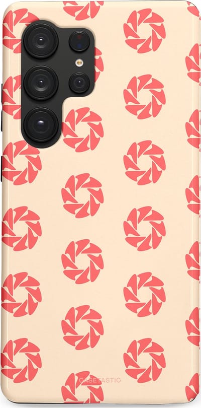 Casetastic hoesje geschikt voor Samsung Galaxy S25 Ultra - Dubbellaagse bescherming - Peach Bloem Cirkels - Fashion Case - Crème Koraal Perzik