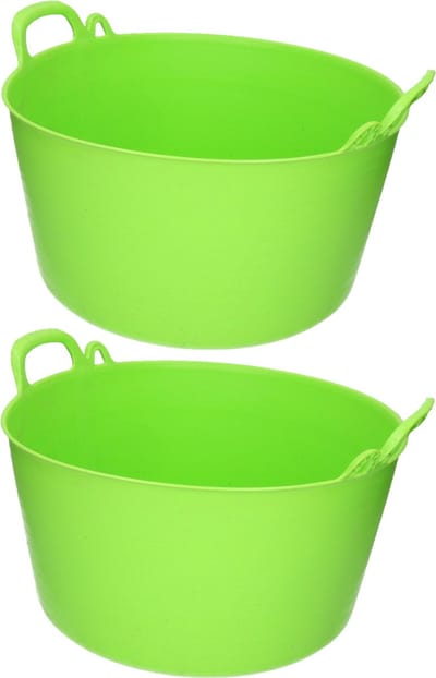 Plasticforte flexibele emmer/kuip - 1x - groen - kunststof - rond - 26 liter - 49 x 44 x 27 cm - wasmanden - tuinafval - speelgoed
