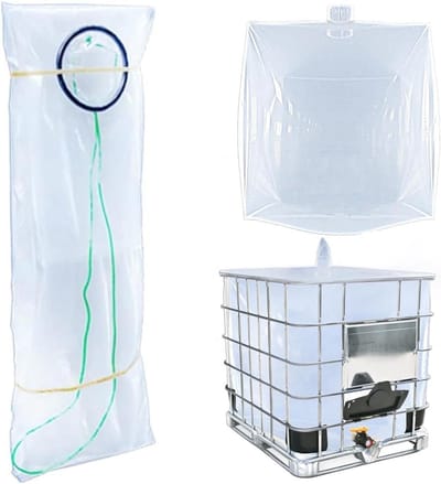 IBC Water Storage Barrel Liner Bags 275 Gallon 1000 Liter Rain Barrel Protective Accessories (with Bottom Water Exhaust)