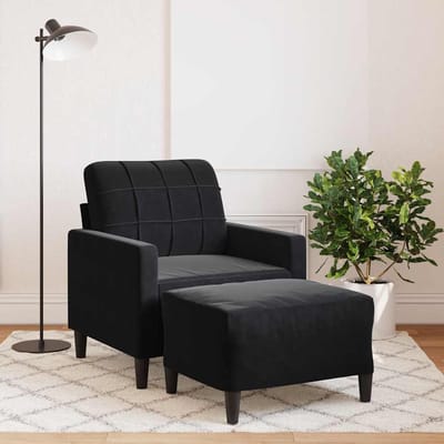 vidaXL - Fauteuil - met - voetenbank - 60 - cm - fluweel - zwart