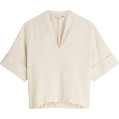 Summum top short sleeves modal linen blend 2s3432-12372 122 ivory