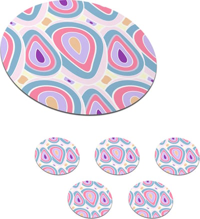 Onderzetters voor glazen - Rond - Patroon - Agaat - Retro - Paars - 10x10 cm - Glasonderzetters - 6 stuks