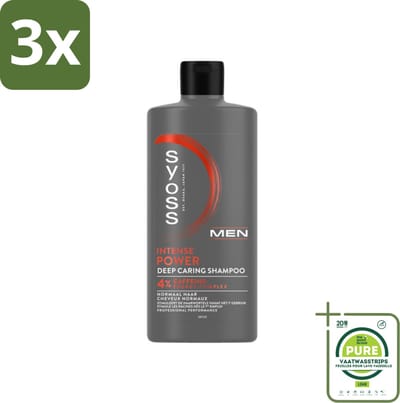 3 x SYOSS - Men Power - Shampoo - Langdurige Styling - 440ml - Grootverpakking - Haarverzorging Mannen - Shampoo Voor Mannen - Haargroei Stimuleren - Cafeïne Shampoo - Natuurlijke Shampoo