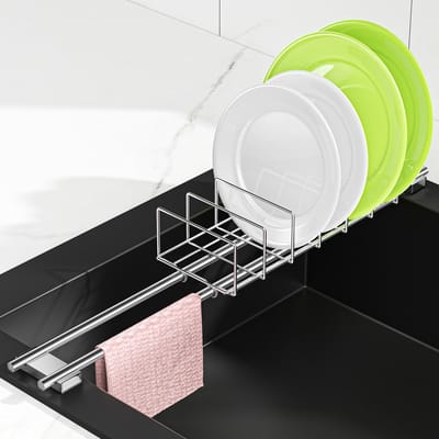 Afdruiprek voor servies, roestvrij staal, spoeldoekhouder voor keuken, goud