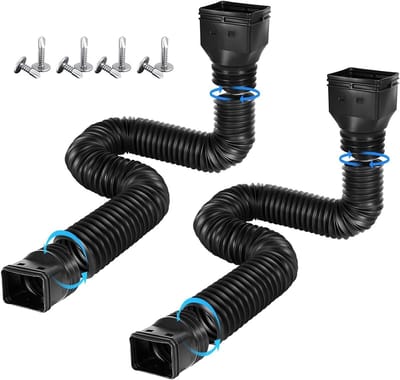Flexibele regenwaterafvoer uitbreiding, eenvoudig te bevestigen gootuitbreiding, verlengbaar van 53 tot 152 cm, inclusief 8 schroeven voor optimale afvoer en drainage.