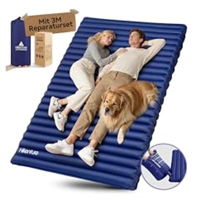 HIKENTURE Isomat for 2 People Double Isum Mat Ultralight Inflatable Camping Air Mattress Sleeping Mat Small Pack Size with Pump Bag for Travel, Outdoor Hiking Beach Navy Blue (Pump Bag XL)