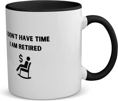 Akyol - i don't have time i am retired koffiemok - theemok - zwart - Collega - beste collega - collega's - verjaardag - afscheidscadeau - geschenk - kado - 350 ML inhoud