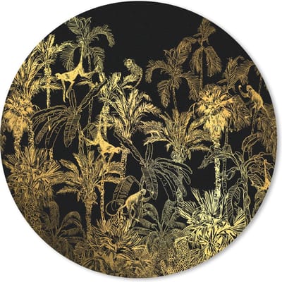 Muismat rond 20x20 cm - Mousepad Jungle - Goud - Zwart - Ronde muismatten