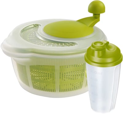 Westmark saladeset: 1 slacentrifuge, 5 liter + 1 dressingshaker 0,5 liter, kunststof, BPA-vrij, Fortuna, kleur: transparant/groen, 243222E7