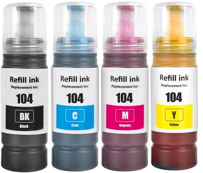 Dailygoods- Inkt Compatibel met Epson 104 - Multipack 4 Stuks - Geschikt voor ET-2710/ET-2711/ET-2712 - Hoge Kwaliteit - Betrouwbare Afdrukken - Inktpatronen