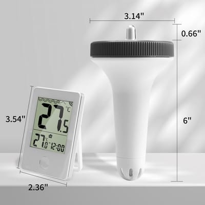 Digitale zwembadthermometer draadloos drijvend IP67 waterdicht met temperatuurmonitor voor badkamer aquarium vijver badkuip wit