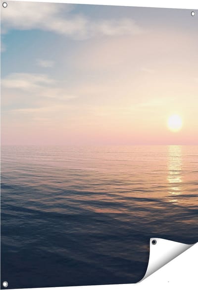 Gards Tuinposter Zee Water tijdens Zonsondergang - 80x100 cm - Tuindoek - Tuindecoratie - Wanddecoratie buiten - Tuinschilderij