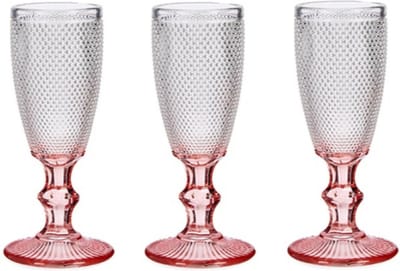 Vivalto - Luxe Champagneglazen Monaco serie set 6x op roze voet 180 ml
