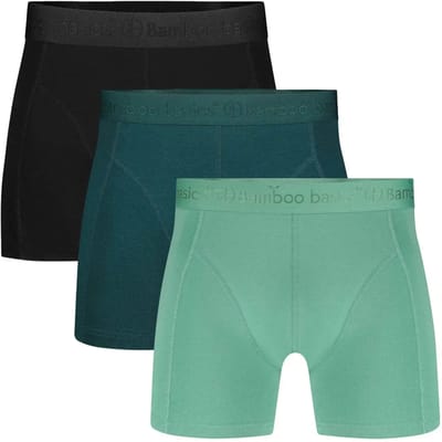 Bamboo Basics Heren Bamboe Boxershorts Rico (3-pack) - Zwart, Petrol & Lichtgroen Ton Sur Ton - Ondergoed Heren - Boxershort Heren Lange pijp - Maat L