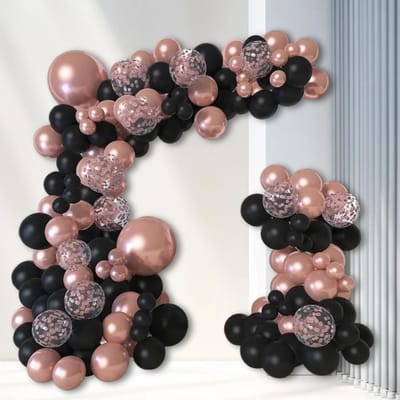 114 stuks Roségoud Zwart Confetti Ballonslinger Set Verjaardagsfeest Optreden Viering Afstuderen Bruiloft Jubileum Decoratie Other&Other black