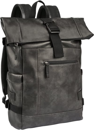 camel active Laptop rugzak Rugzak met laptopvak Laos Rolltop Backpack Black Zwart