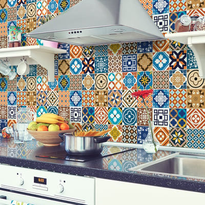Muurstickers - Zelfklevende tegelmuurstickers voor keuken en badkamer - 30 Grenadia tegelstickers - 30 stickers 20x20cm