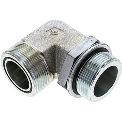 UN 2''-12 x G 1 1/2'' Buitendraad Verzinkt Stalen L-Fitting 90graden ORFS 200 Bar - Hydrauliek - FL2E-M-EZE-200U-112G-O