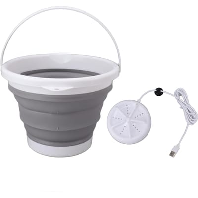 Mini Machine à Laver Portable 10L Pliable Petite Machine à Laver pour Sous-vêtements Chaussettes Voyage Dortoir 5V grise