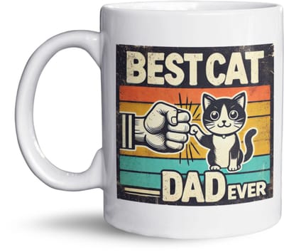 NietMokken.nl - Grappige Mok – Best Cat Dad Ever – Mok Voor Kattenliefhebber – Cadeau Voor Kattenbaas – Koffiemok 325 ML – Vaderdag Cadeau Kattenpapa – Originele Beker Voor Poezenliefhebber – Grappige Mokken En Méér – Kattenmok Voor Mannen – Keramiek