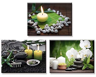 Moderne Canvas Schilderij Set van 3 - Zen Bloem Prints voor Wanddecoratie - Perfect voor Woonkamer en Slaapkamer