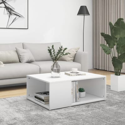 vidaXL - Salontafel - 90x67x33 - cm - bewerkt - hout - wit