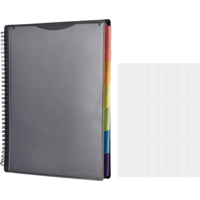 Chemise de classement avec 12 pochettes en polyéthylène, organiseur de projets, 13 onglets découpés et 24 étiquettes vierges 0 multicolore