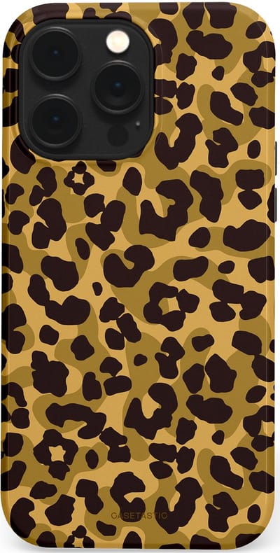 Casetastic hoesje geschikt voor Apple iPhone 14 Pro Max - MagSafe - Dubbellaagse bescherming - Jungle Panter - Fashion Case - Zwart Crème Beige