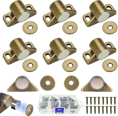 Famanu - Deurmagneten, sterk, zinklegering, kastmagneten, sterk voor badkamer, balkondeur, keukenkastdeursluiter met 24 schroeven (brons)