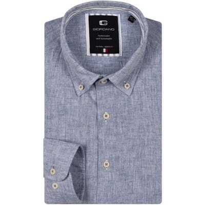 Giordano Overhemd Loretto Button Down Cotton Linnen Mélange Navy / male